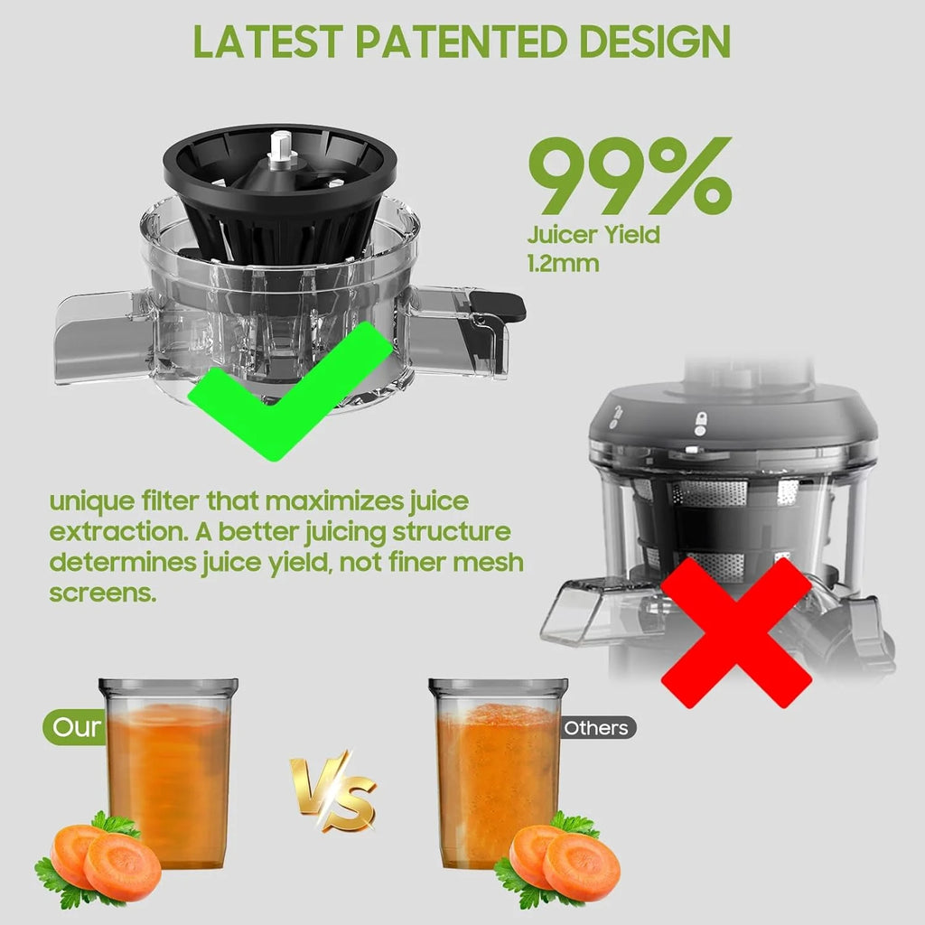 Cold Press Juicer Fruit Machine - Electric Juice Maker Extractor Squeezer, Slow Masticating Fresh Juicers Blender Machines Easy Clean for Whole Vegetable & Fruits, Juicing Pressed Kitchen Appliances