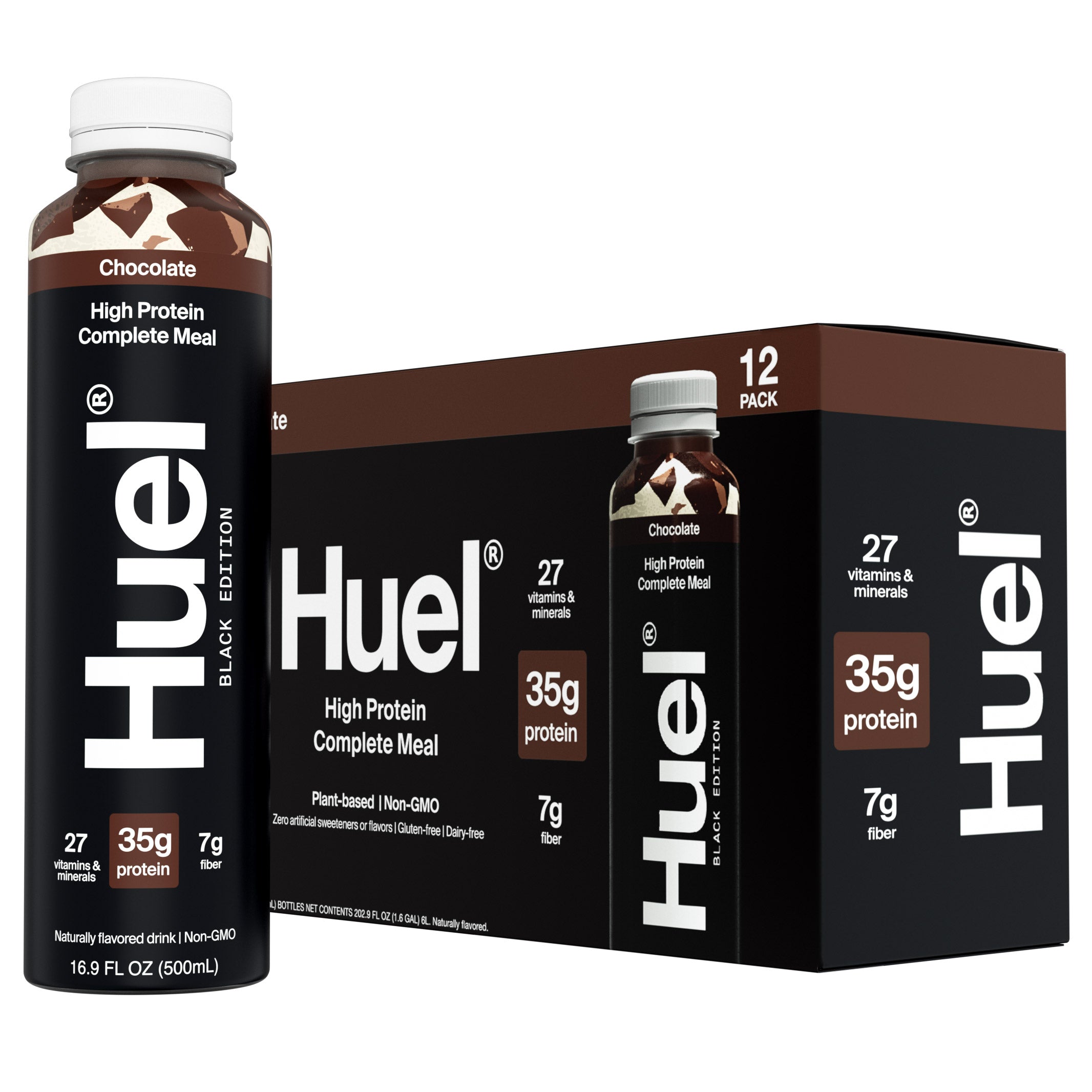 Huel Black Edition High-Protein Chocolate Meal Replacement Drink, 16.9 Fl Oz, 12-Pack