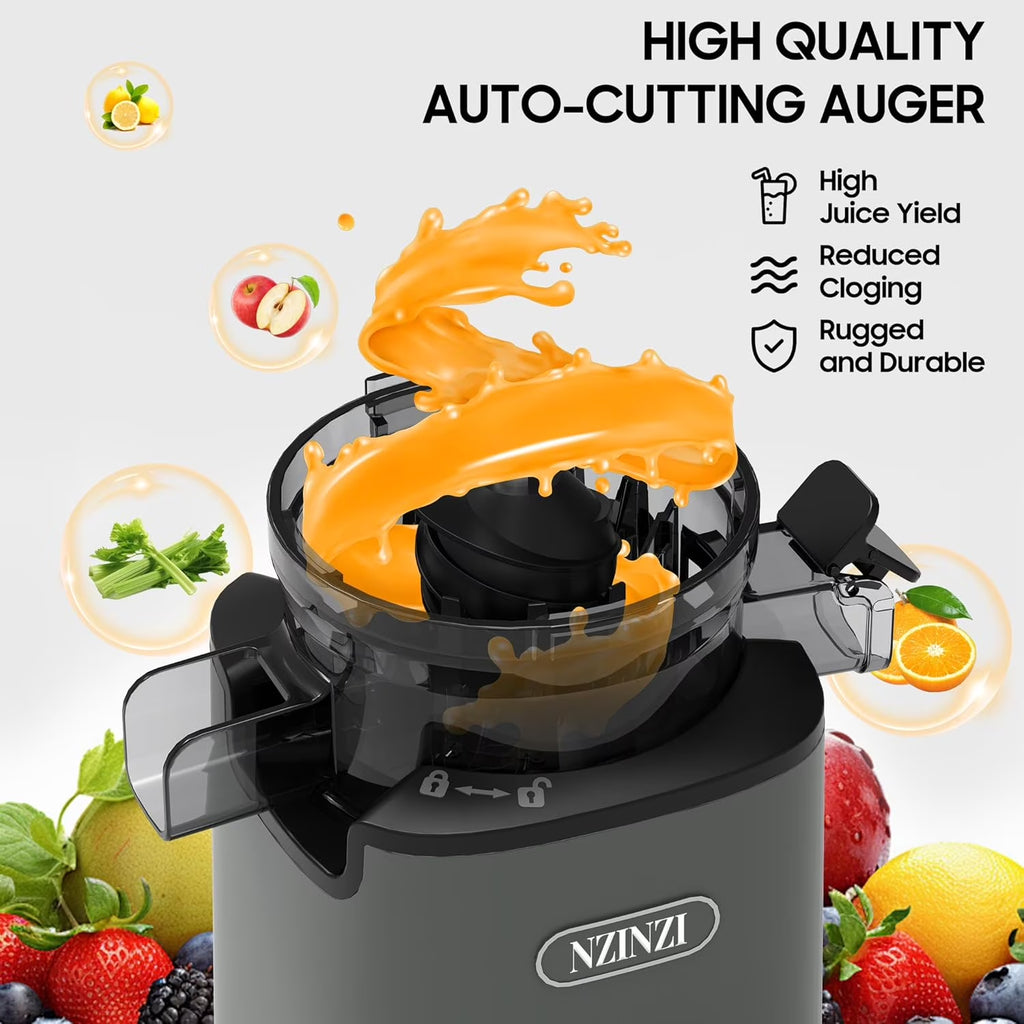 Cold Press Juicer Fruit Machine - Electric Juice Maker Extractor Squeezer, Slow Masticating Fresh Juicers Blender Machines Easy Clean for Whole Vegetable & Fruits, Juicing Pressed Kitchen Appliances