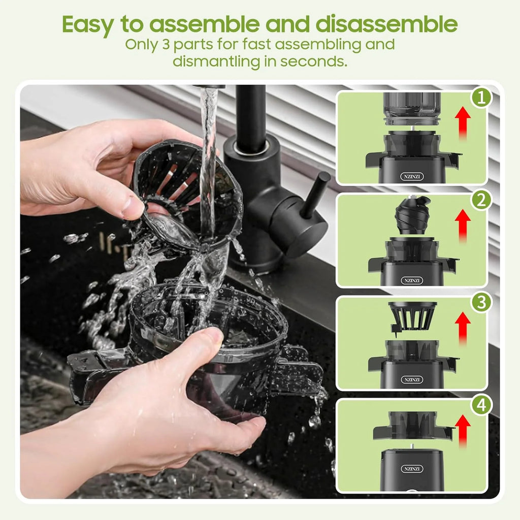 Cold Press Juicer Fruit Machine - Electric Juice Maker Extractor Squeezer, Slow Masticating Fresh Juicers Blender Machines Easy Clean for Whole Vegetable & Fruits, Juicing Pressed Kitchen Appliances