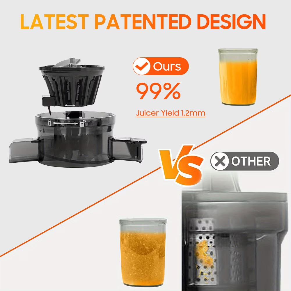Cold Press Juicer Fruit Machine - Electric Juice Maker Extractor Squeezer, Slow Masticating Fresh Juicers Blender Machines Easy Clean for Whole Vegetable & Fruits, Juicing Pressed Kitchen Appliances